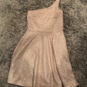 One strapped rose gold dress